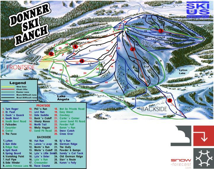 Donner Ski Ranch Map Donner Ski Ranch Piste Map / Trail Map