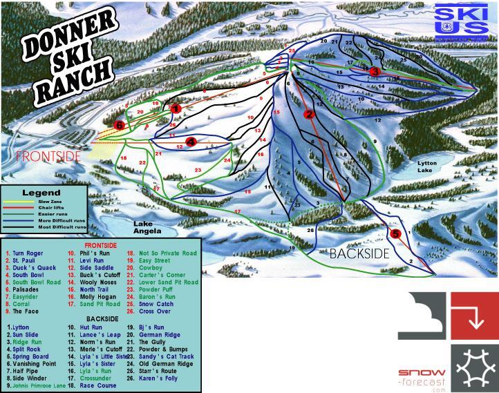 Donner Ski Ranch Piste / Trail Map