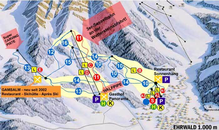 Ehrwald Piste Map / Trail Map