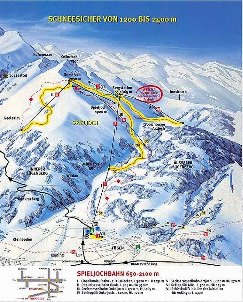 Fügen/Spieljoch Piste / Trail Map