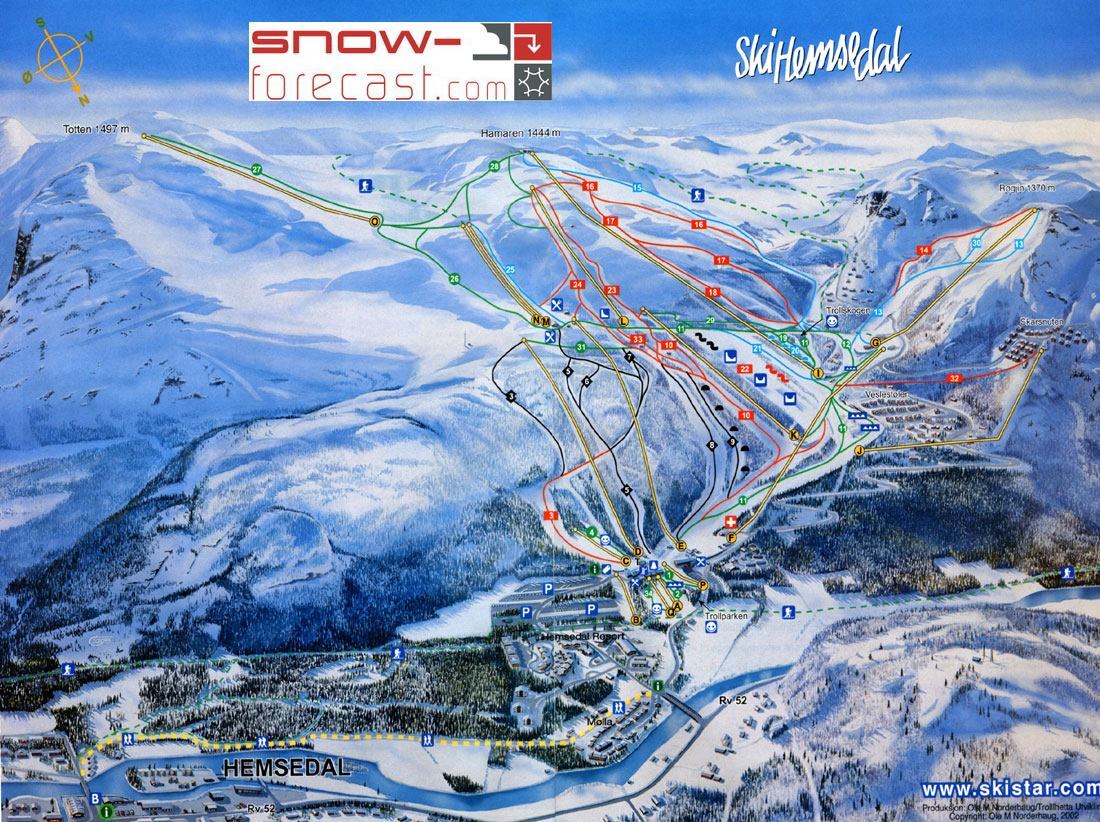 Hemsedal Piste / Trail Map