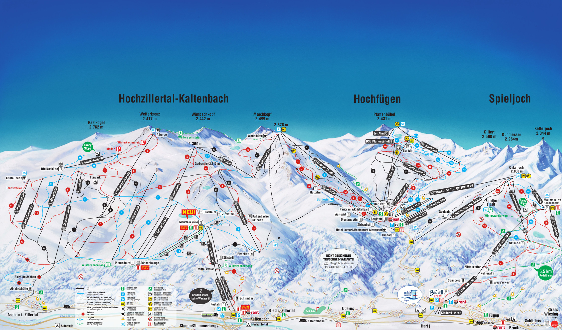Hochzillertal-Kaltenbach Piste Map / Trail Map