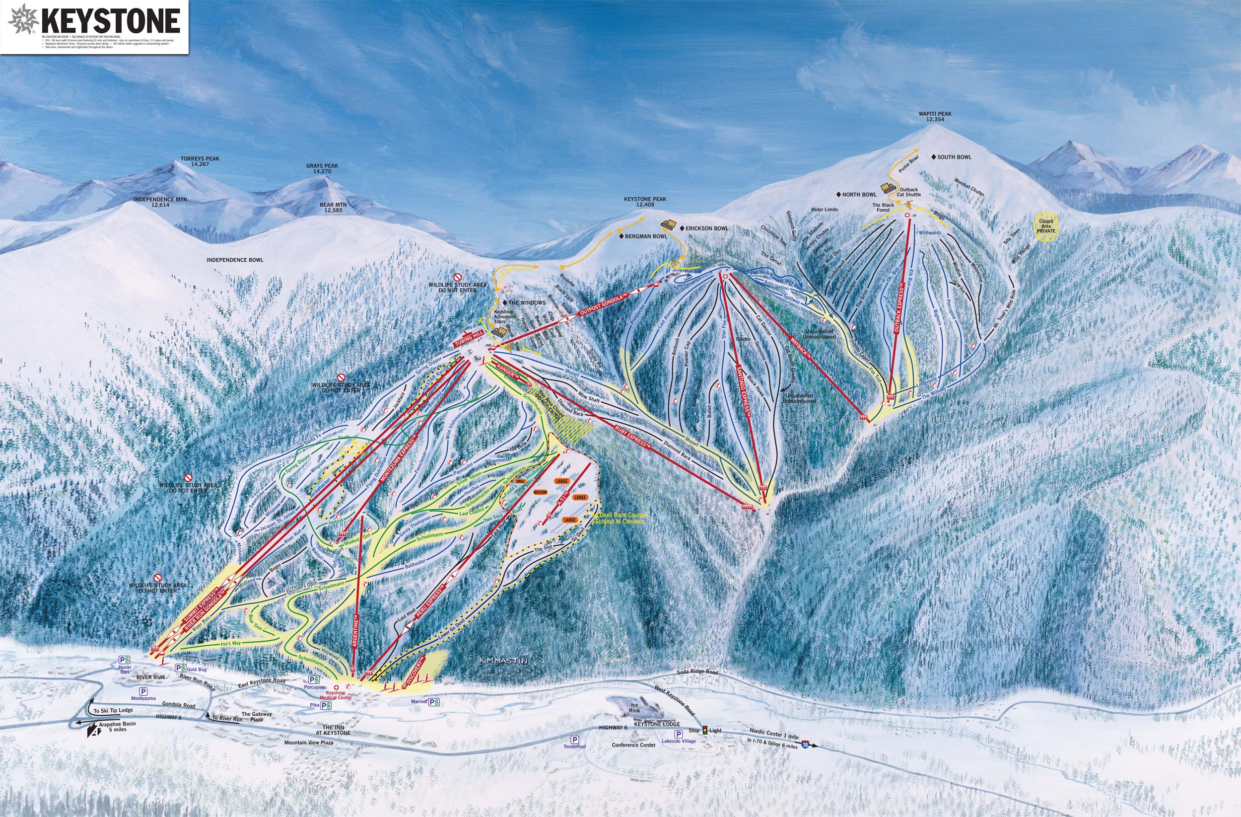 Keystone Piste Map / Trail Map (high res.)