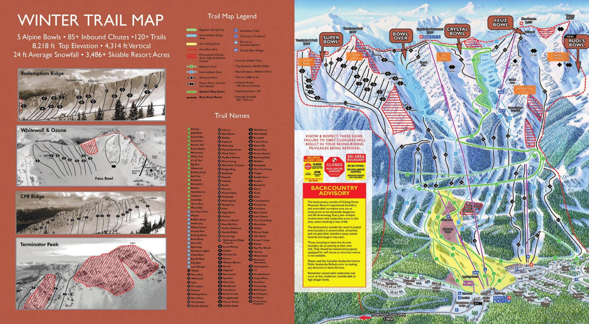 Kicking Horse Piste / Trail Map