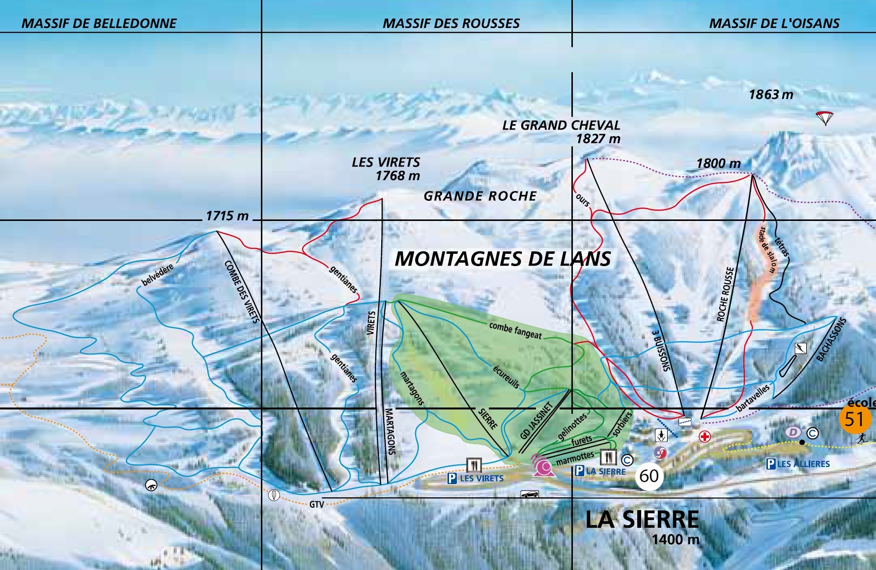 Guide de Station de Ski de Lans en Vercors, Carte & hébergement vacances de ski à Lans en Vercors