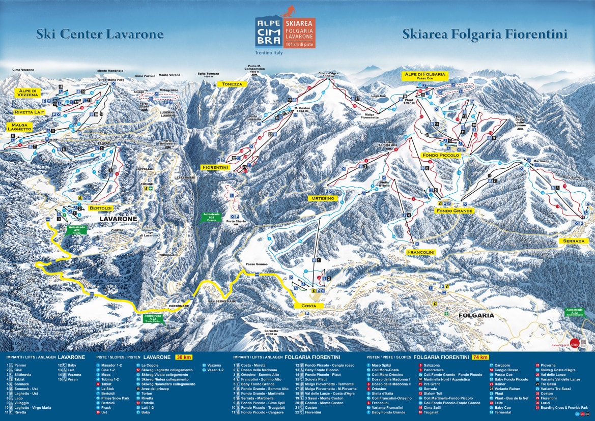Lavarone Piste / Trail Map