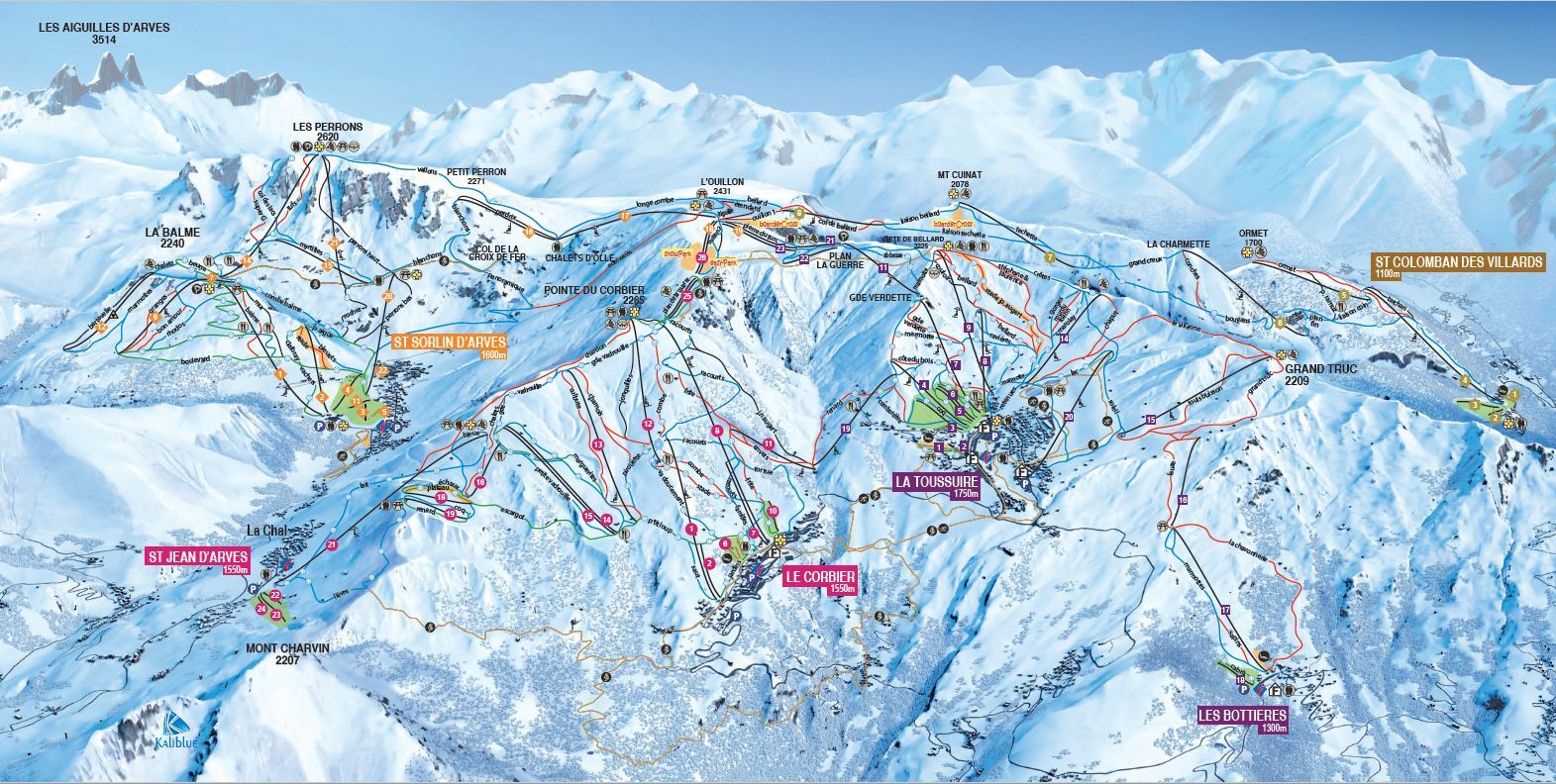 Le Corbier (Les Sybelles) Piste / Trail Map