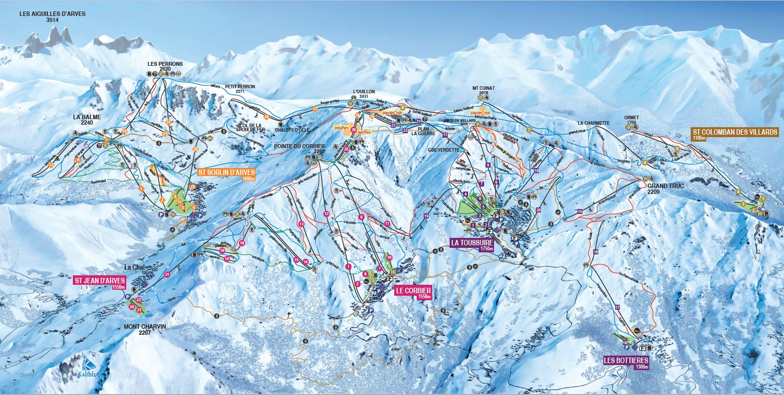 Le Corbier (Les Sybelles) Piste / Trail Map