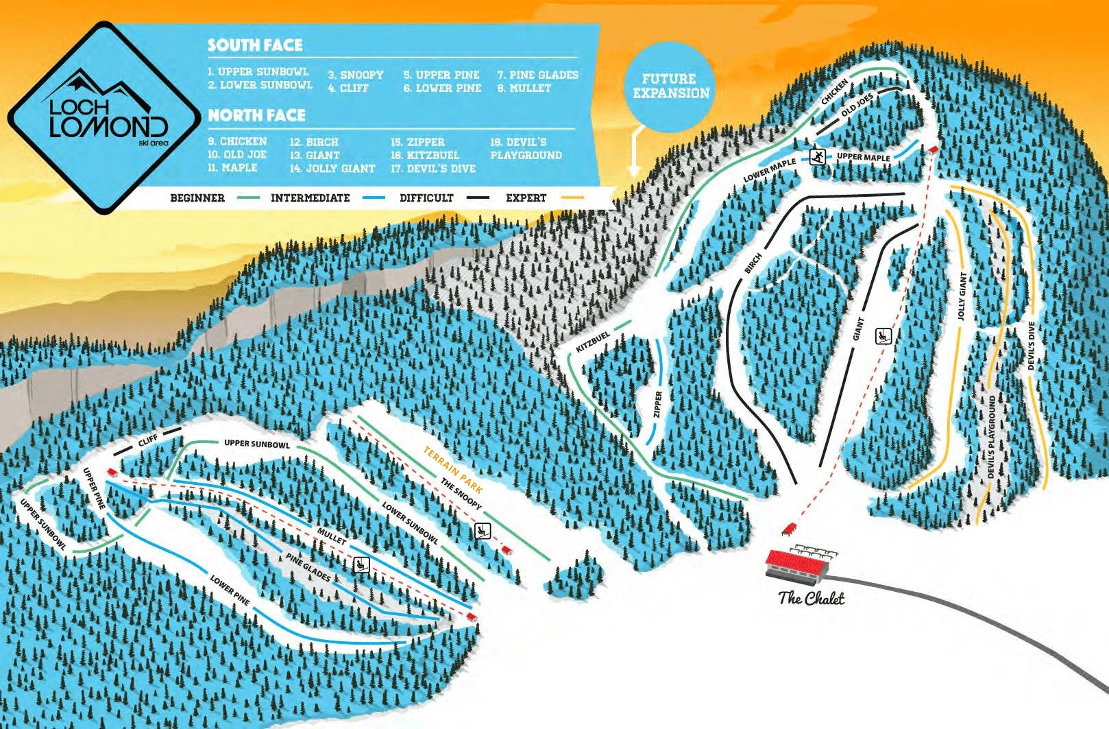Loch Lomond Ski Area Piste / Trail Map
