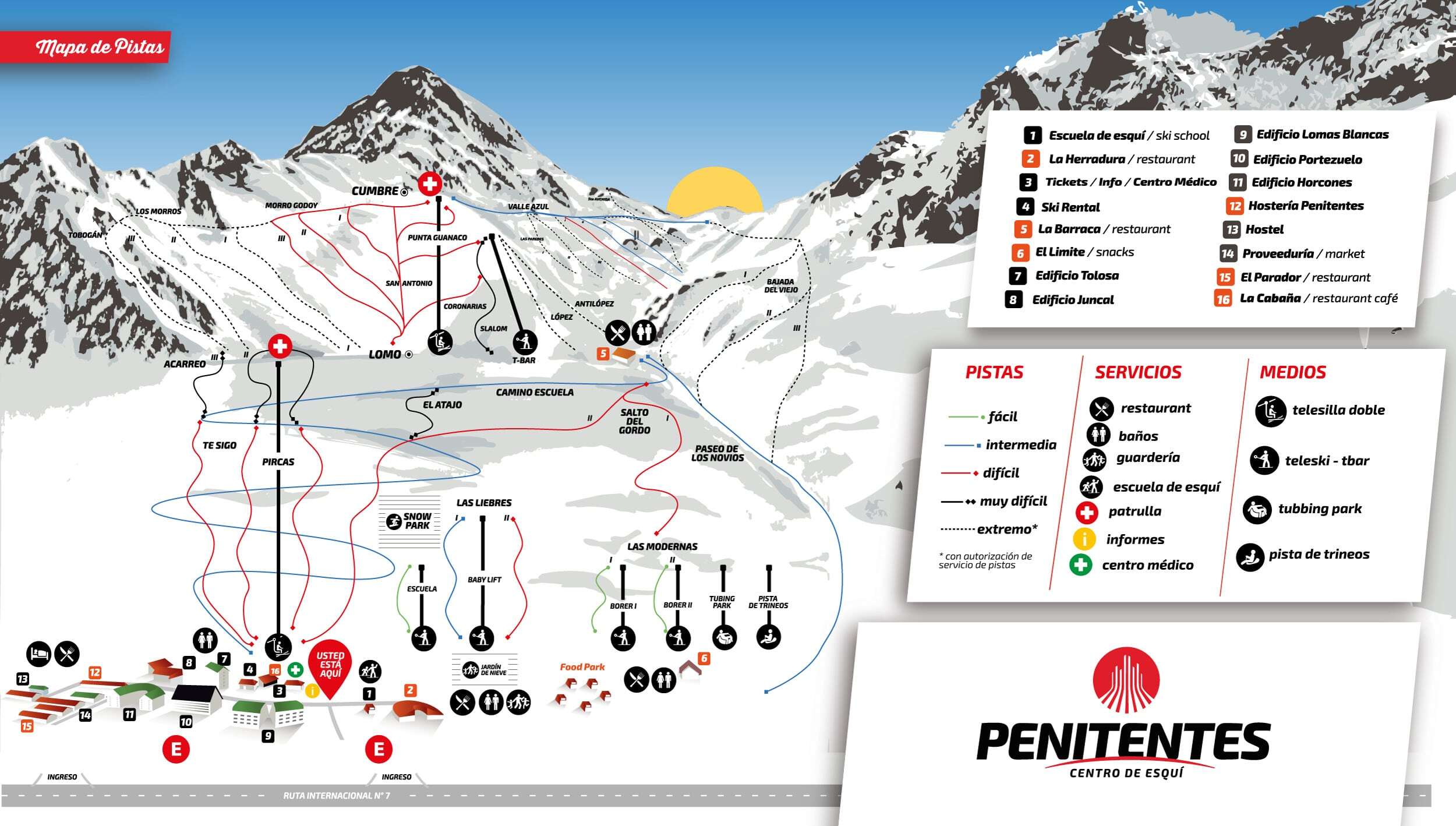 Los Penitentes Piste / Trail Map