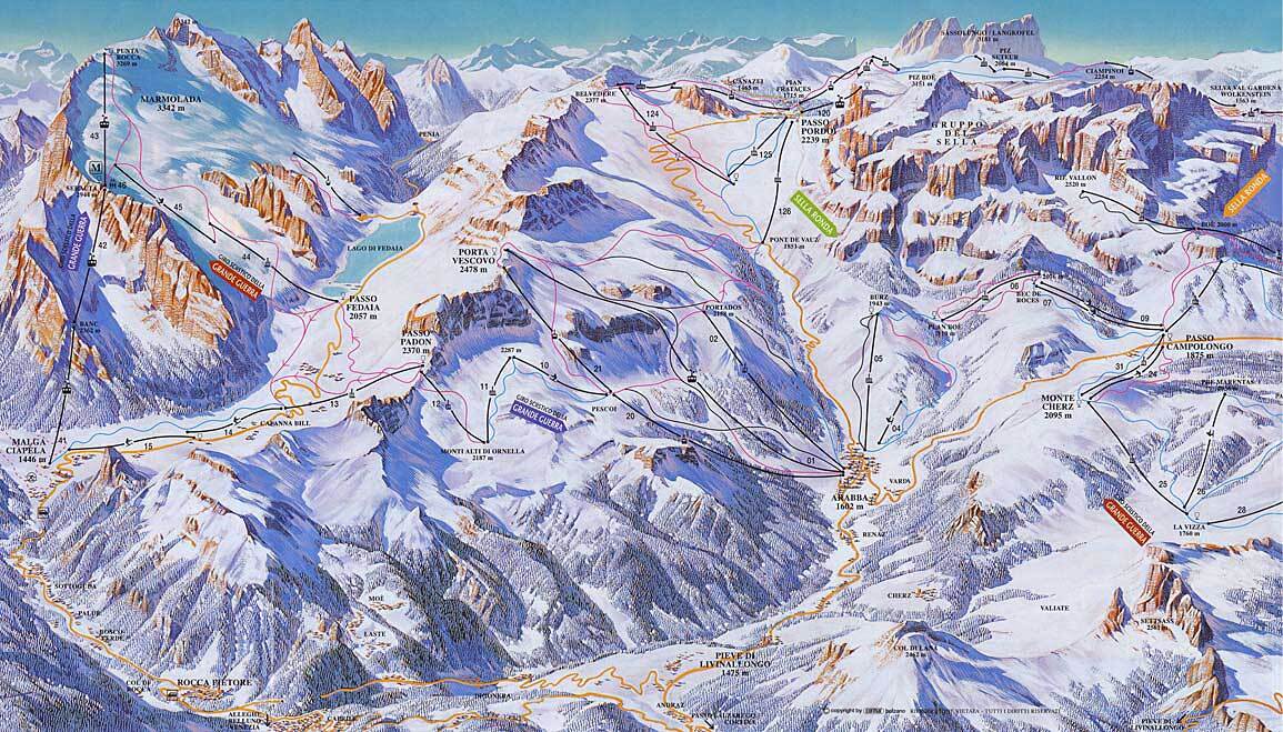 Malga-Ciapela/Marmolada Piste / Trail Map
