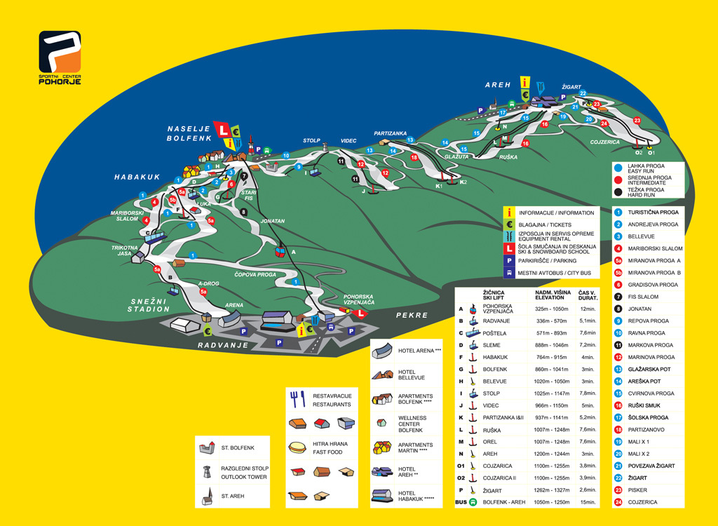 Mariborsko Pohorje Piste / Trail Map