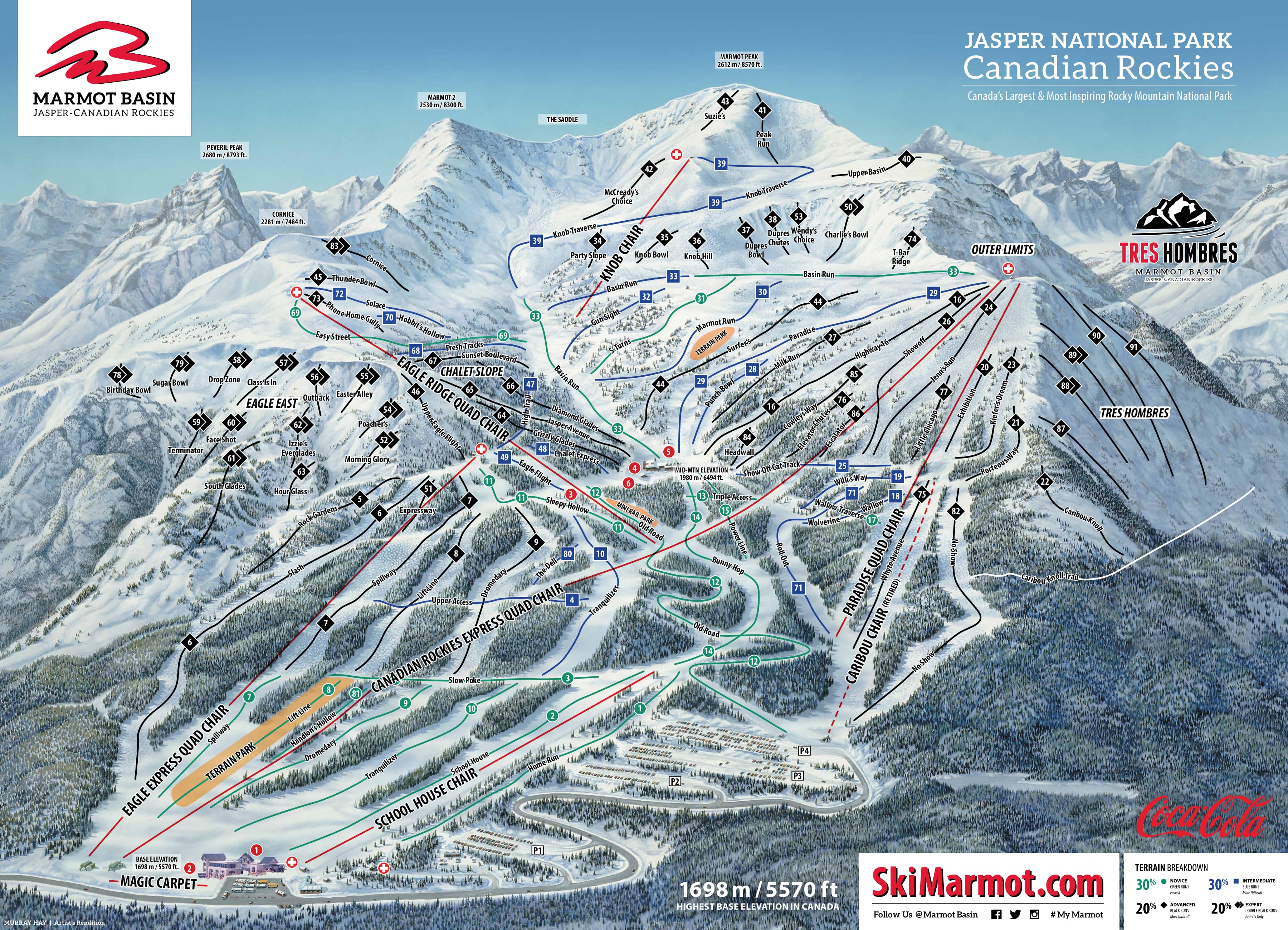 Marmot Basin Piste / Trail Map