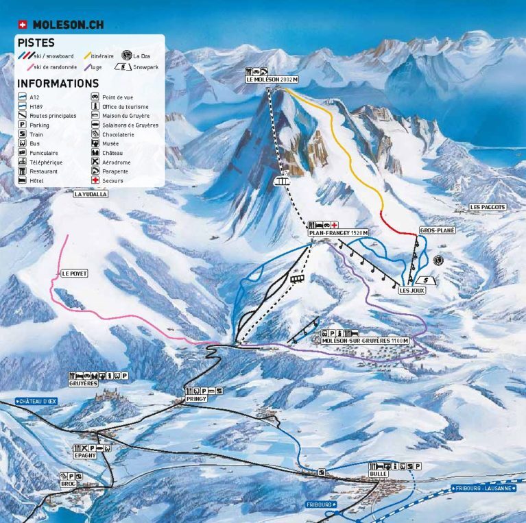 Moléson s/Gruyères Piste / Trail Map