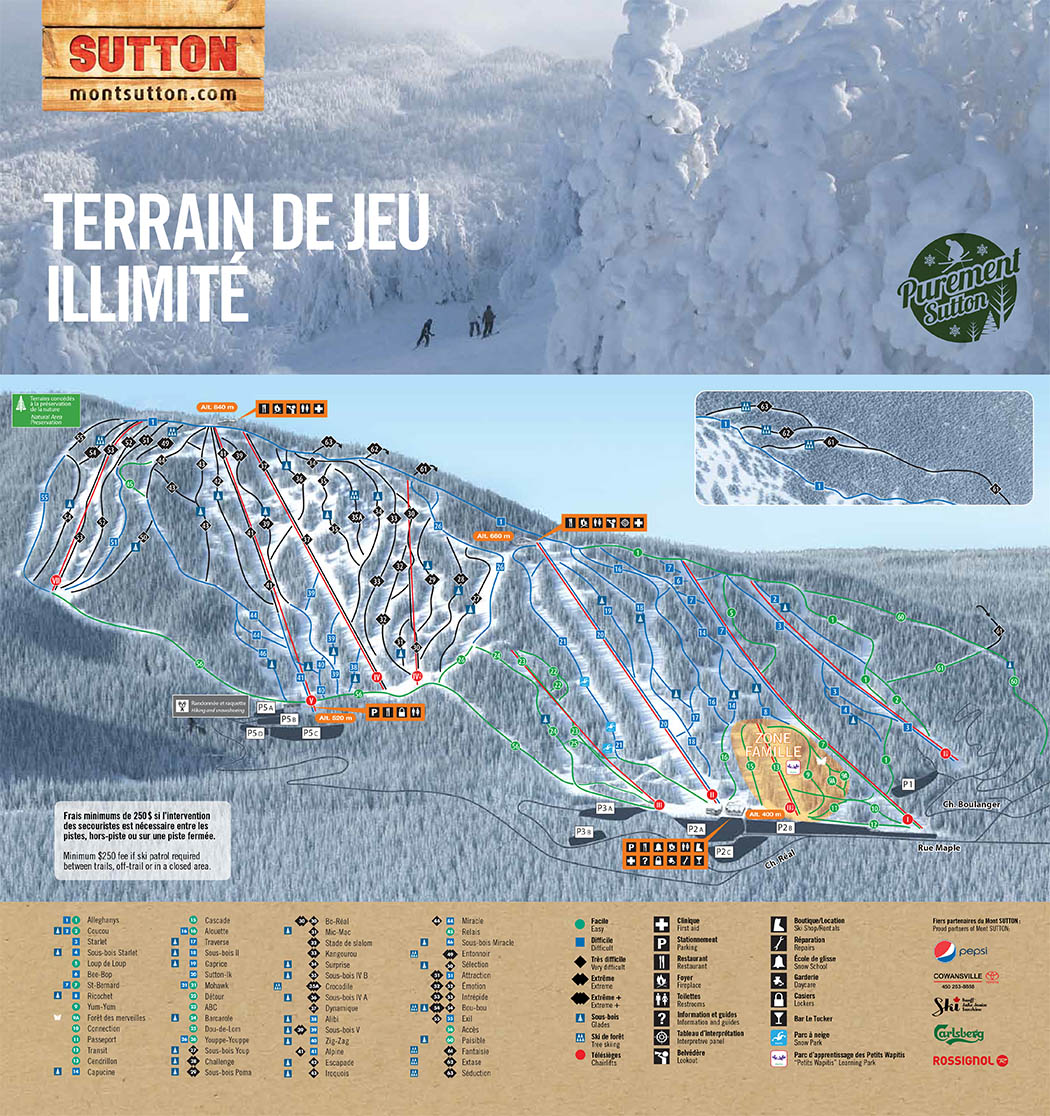Mont Sutton Piste Map / Trail Map