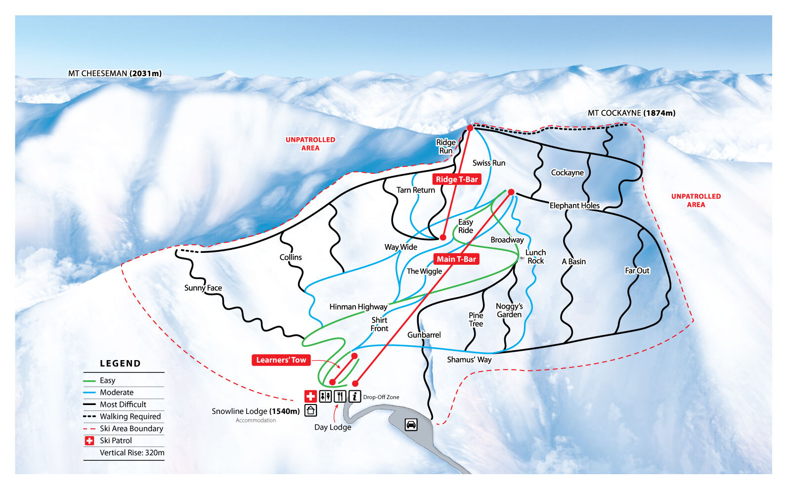 Mount Cheeseman Piste / Trail Map