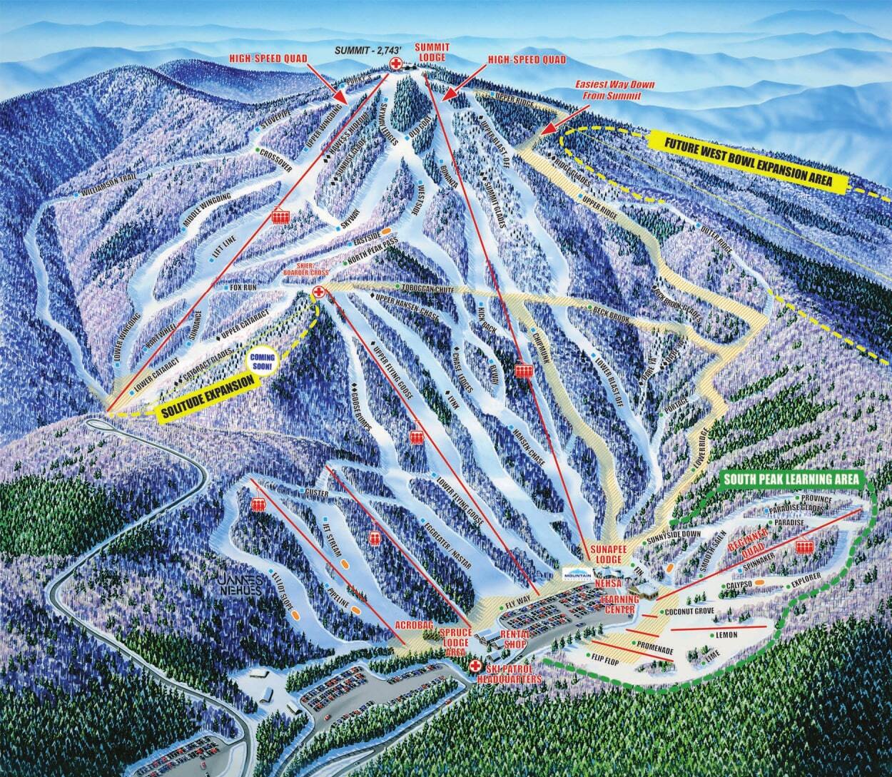 Mount Sunapee Piste / Trail Map