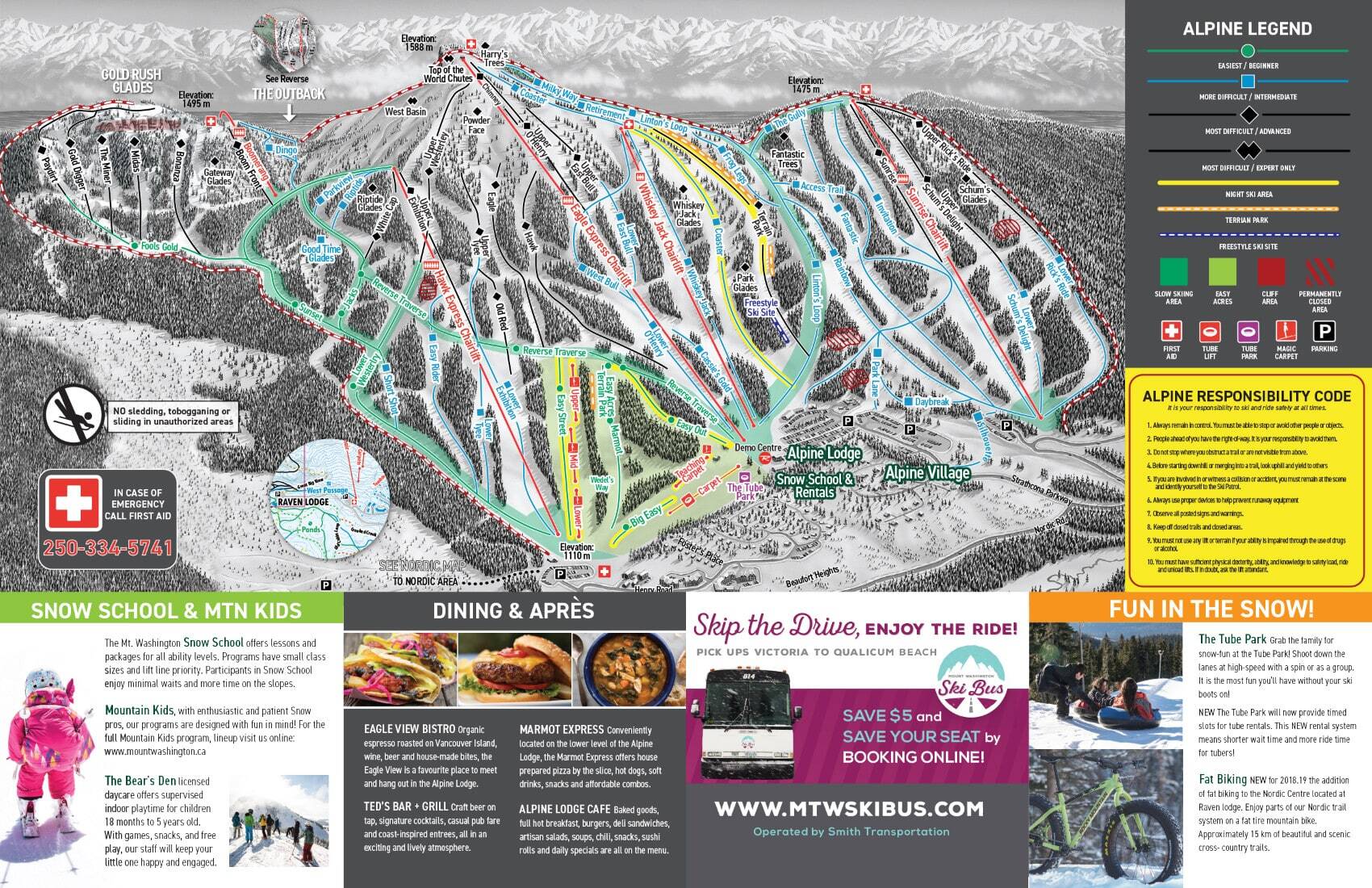Mount Washington Piste Map / Trail Map