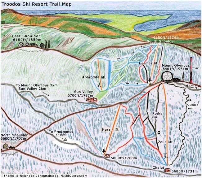 Mt Olympus Piste / Trail Map