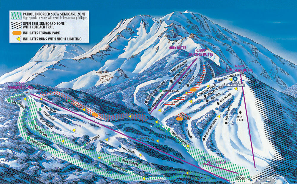Mt Shasta Piste Map / Trail Map