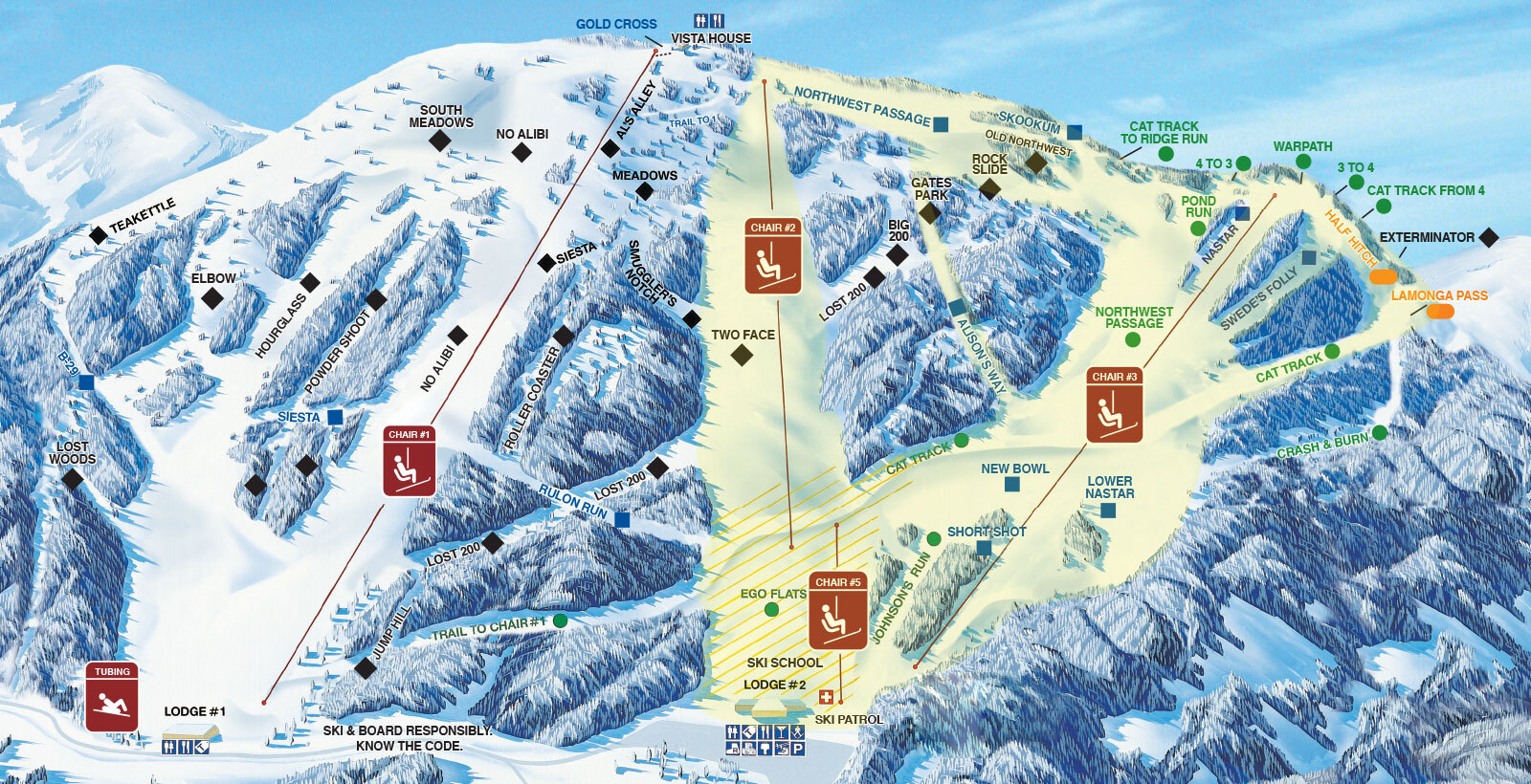 Mt Spokane Ski and Snowboard Park Piste / Trail Map