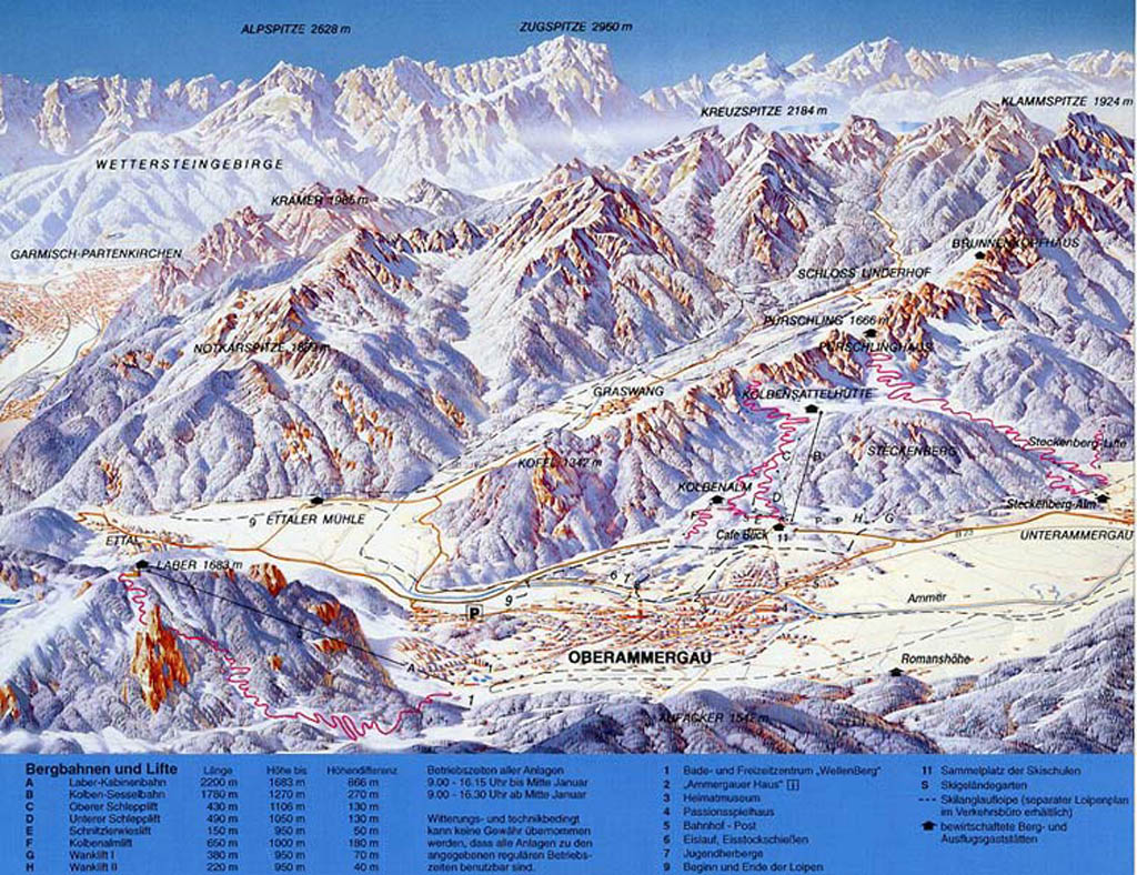 Oberammergau Laber Piste Map Trail Map
