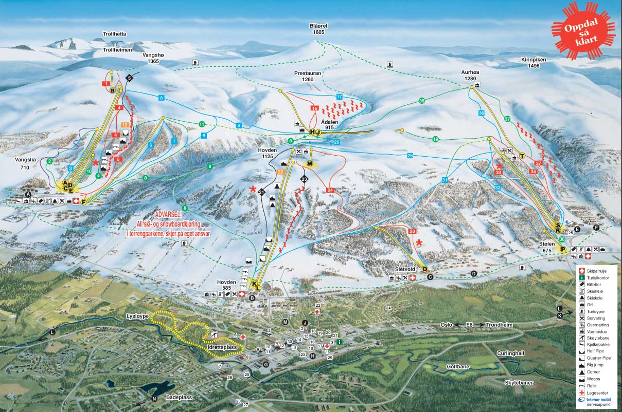 Oppdal Piste / Trail Map