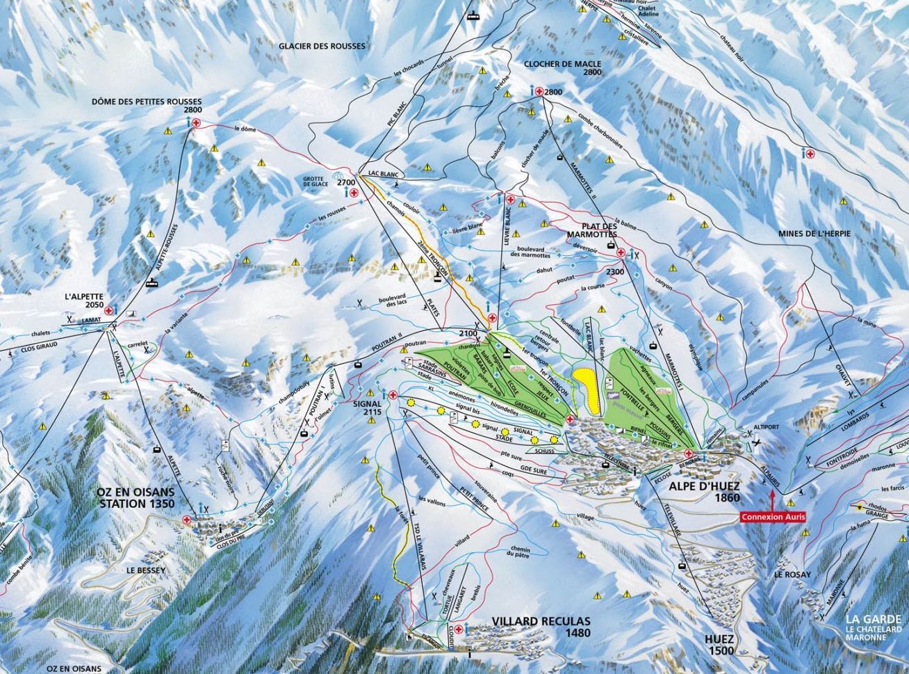 Oz en Oisans Piste / Trail Map
