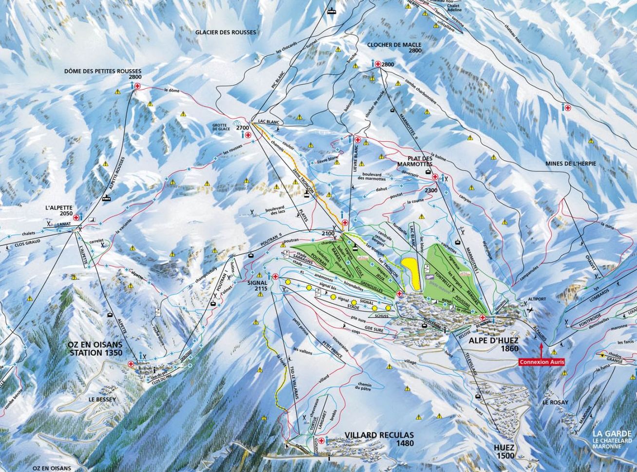Oz en Oisans Piste / Trail Map