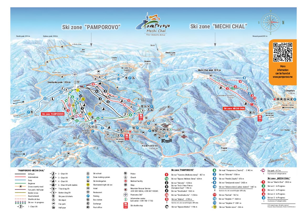 Pamporovo Piste / Trail Map