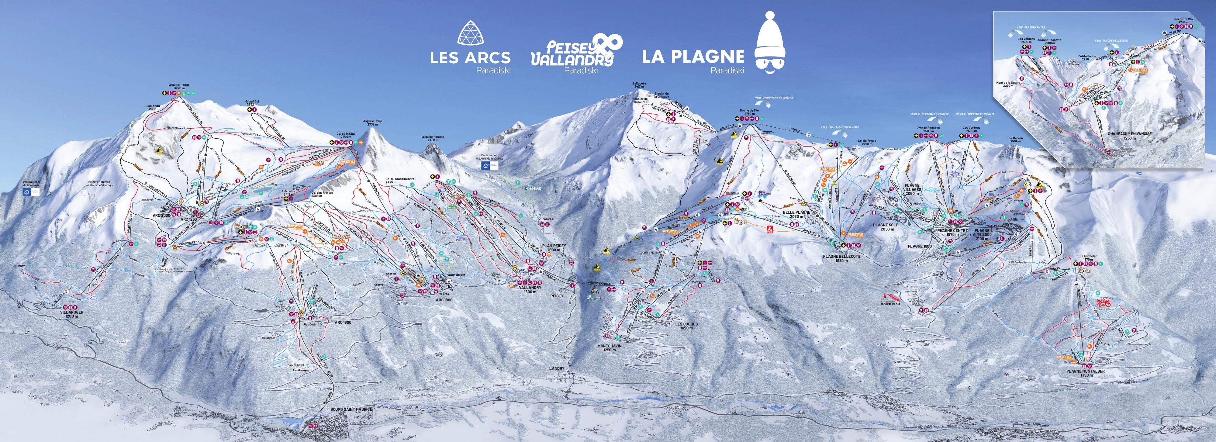 Peisey/Vallandry Piste / Trail Map