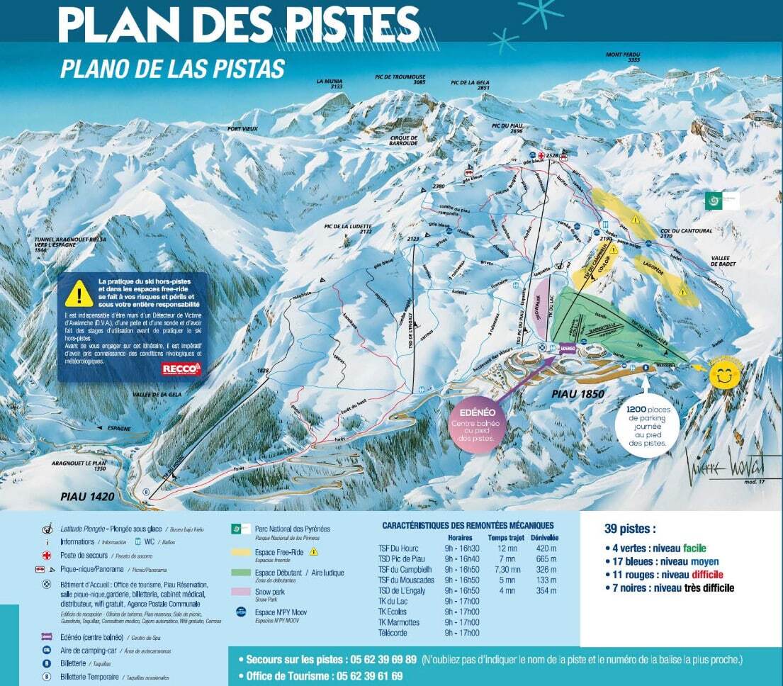 Piau Engaly Piste / Trail Map