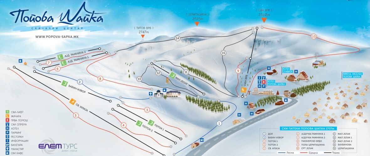 Popova Shapka Piste / Trail Map