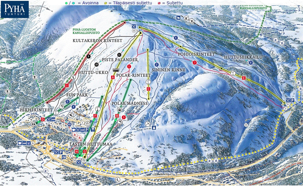 Pyhä Ski Resort Piste / Trail Map