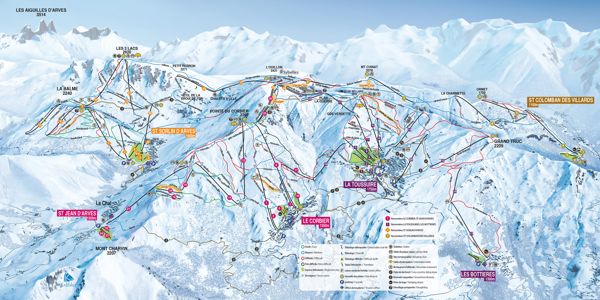 Saint-Sorlin d'Arves (Les Sybelles) Piste / Trail Map