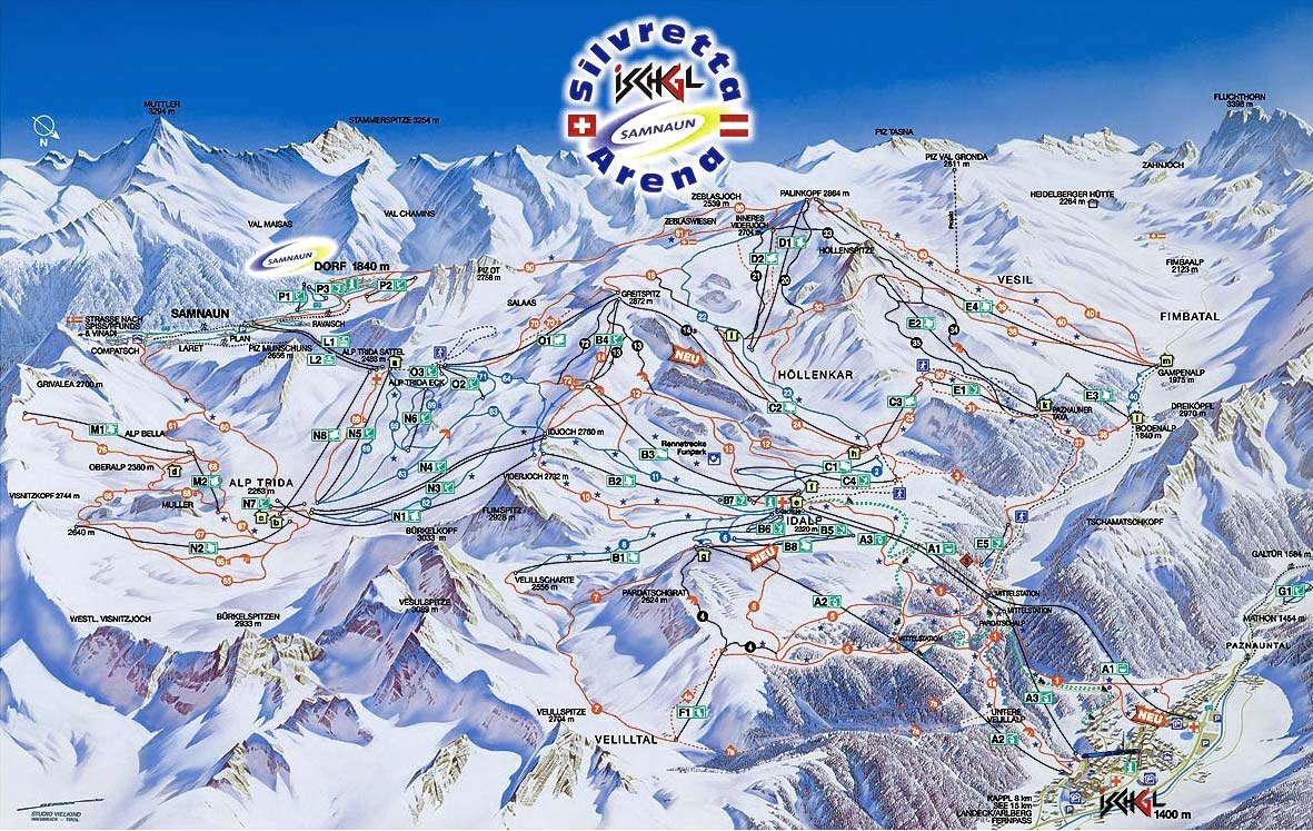 Samnaun Piste / Trail Map