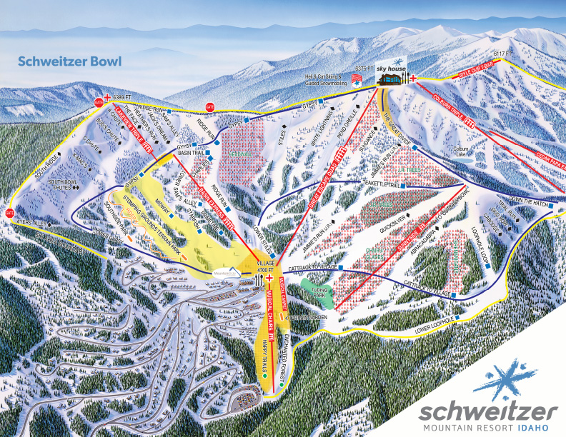 Schweitzer Mountain Piste / Trail Map