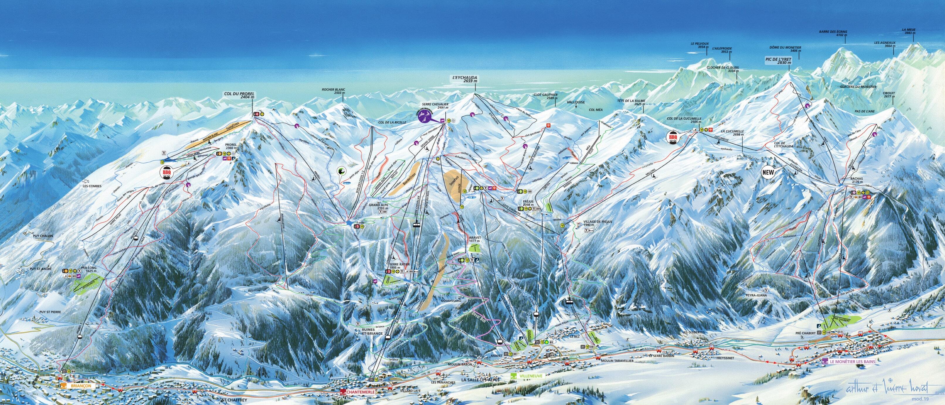 Serre Chevalier Piste Map Serre Chevalier Piste Map / Trail Map