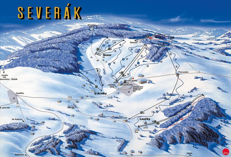 Severák - Hrabětice Piste / Trail Map