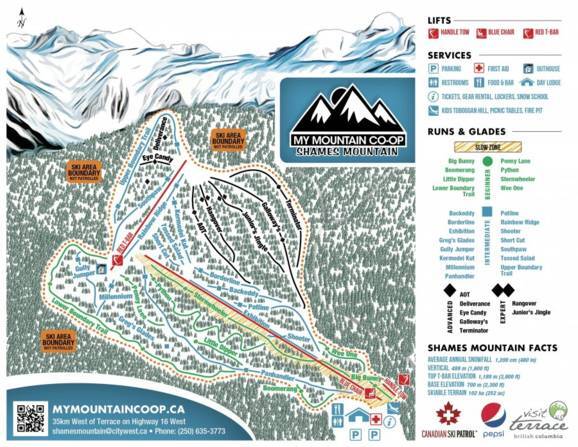 Shames Mountain Piste / Trail Map