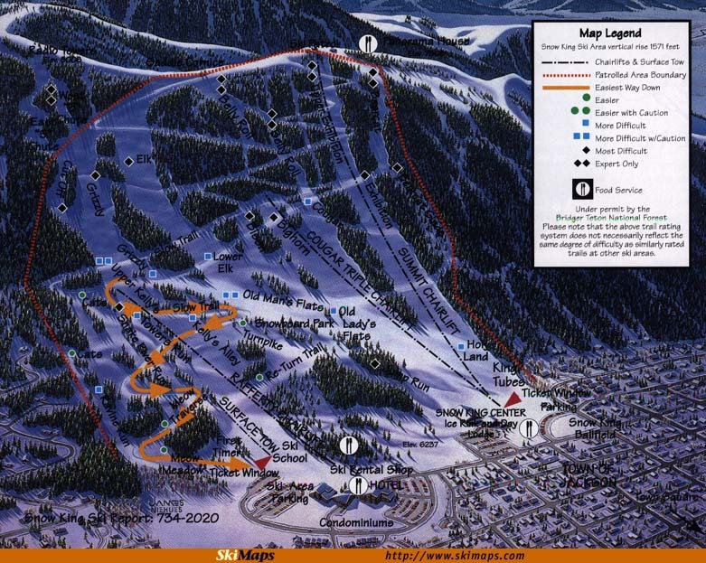 Snow King Mountain Trail Map Snow King Resort Piste Map / Trail Map