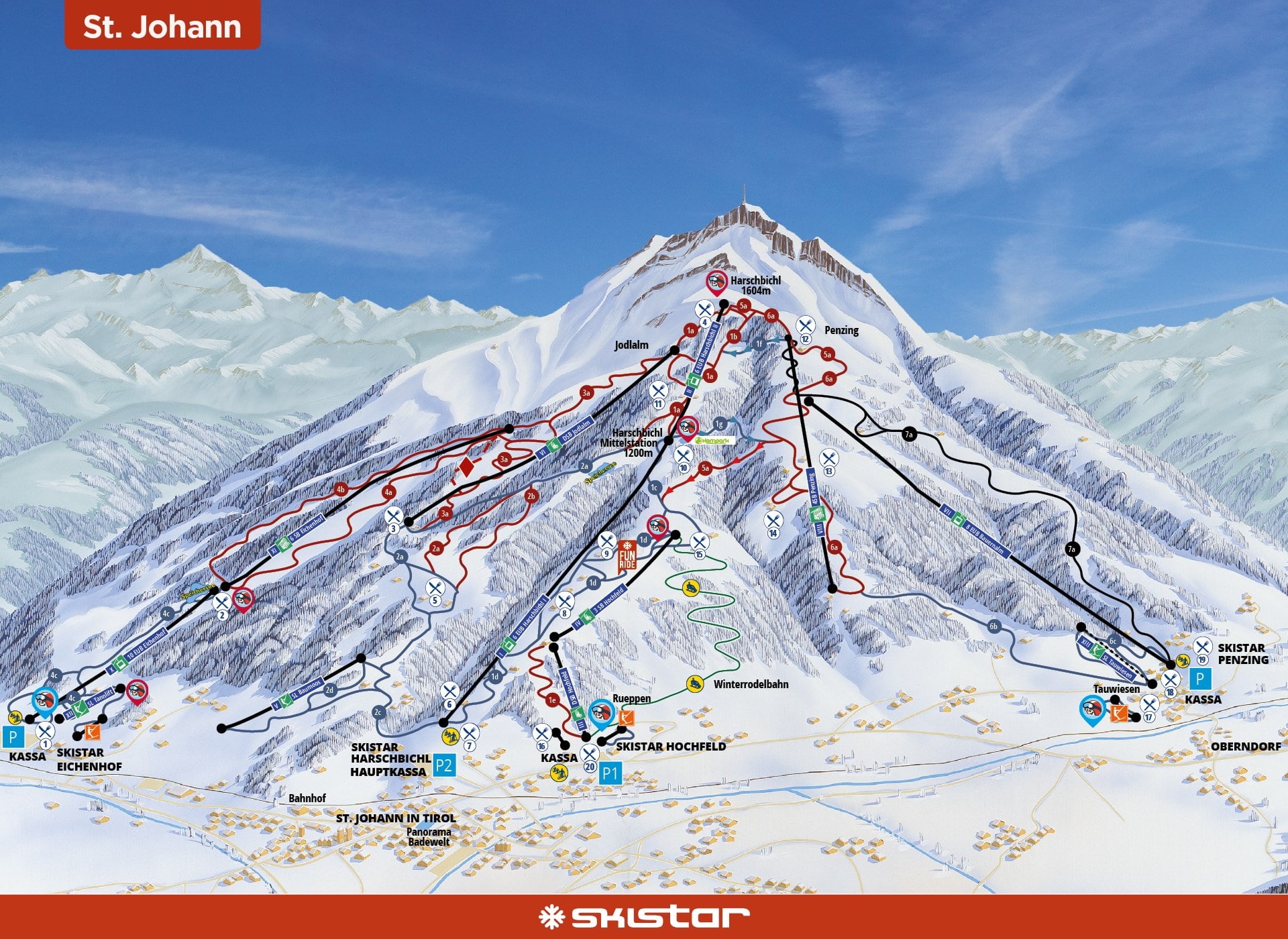 St Johann in Tirol Piste Map / Trail Map