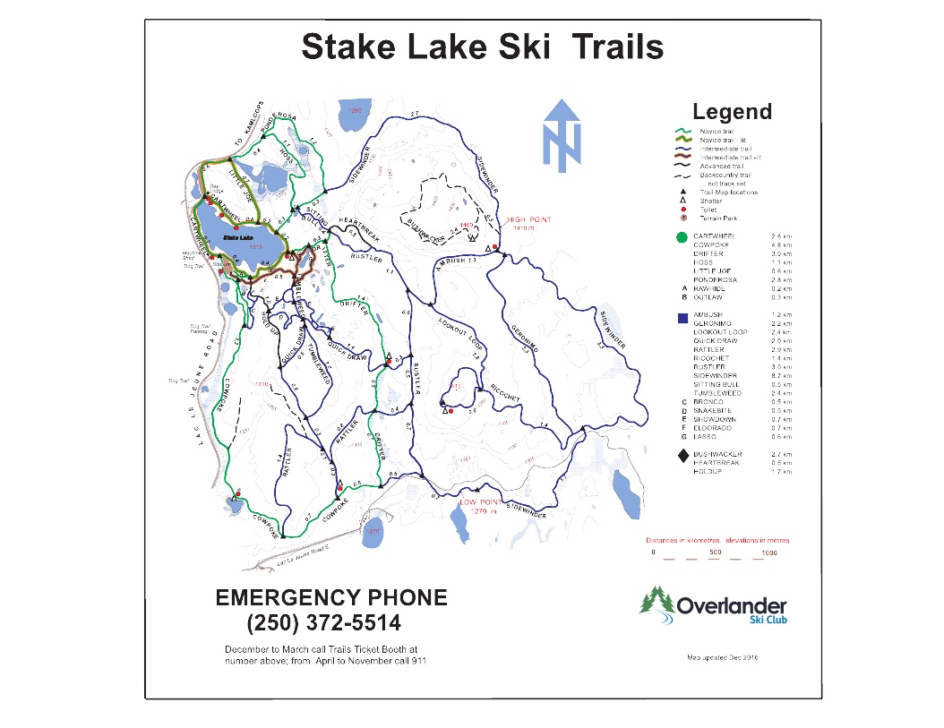 Stake Lake Nordic Centre Piste / Trail Map