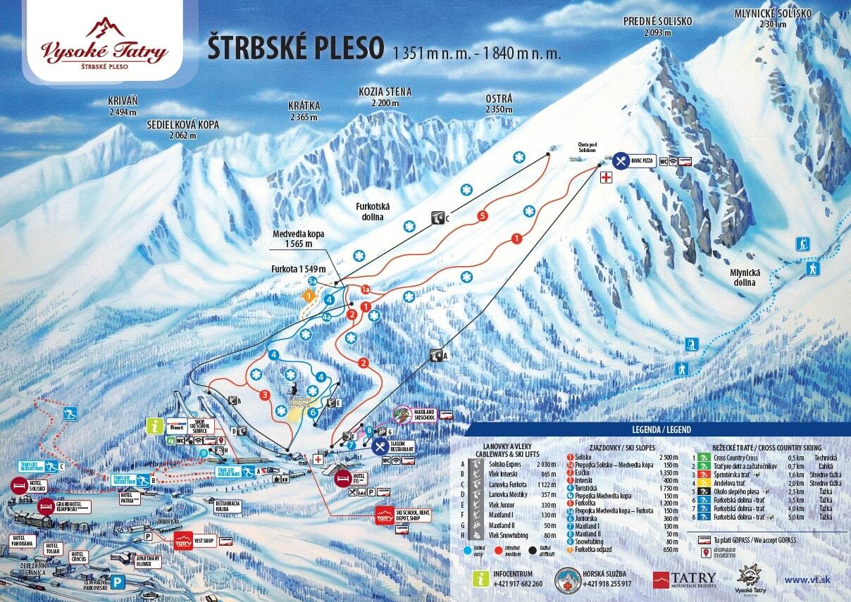Štrbské Pleso Piste / Trail Map