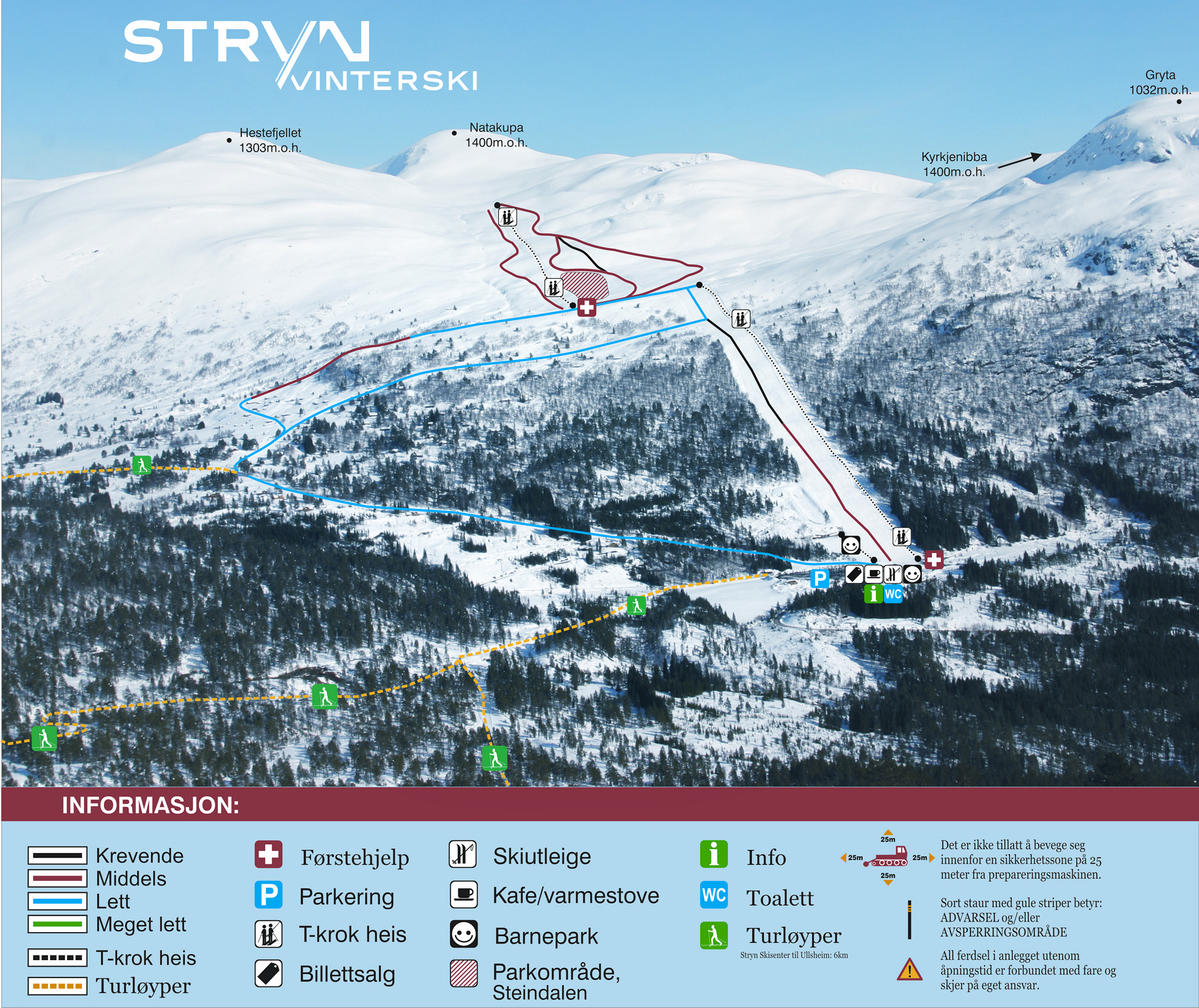 Strynefjellet Piste / Trail Map