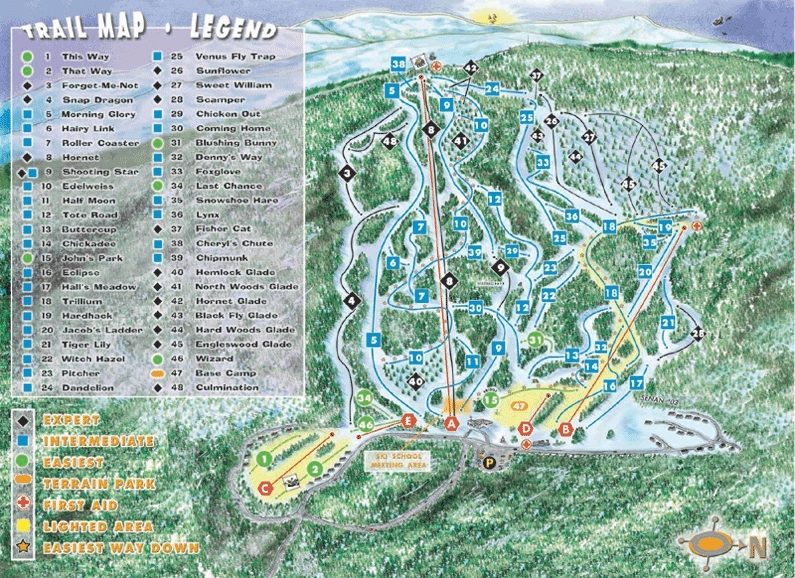 Tenney Mountain Piste / Trail Map