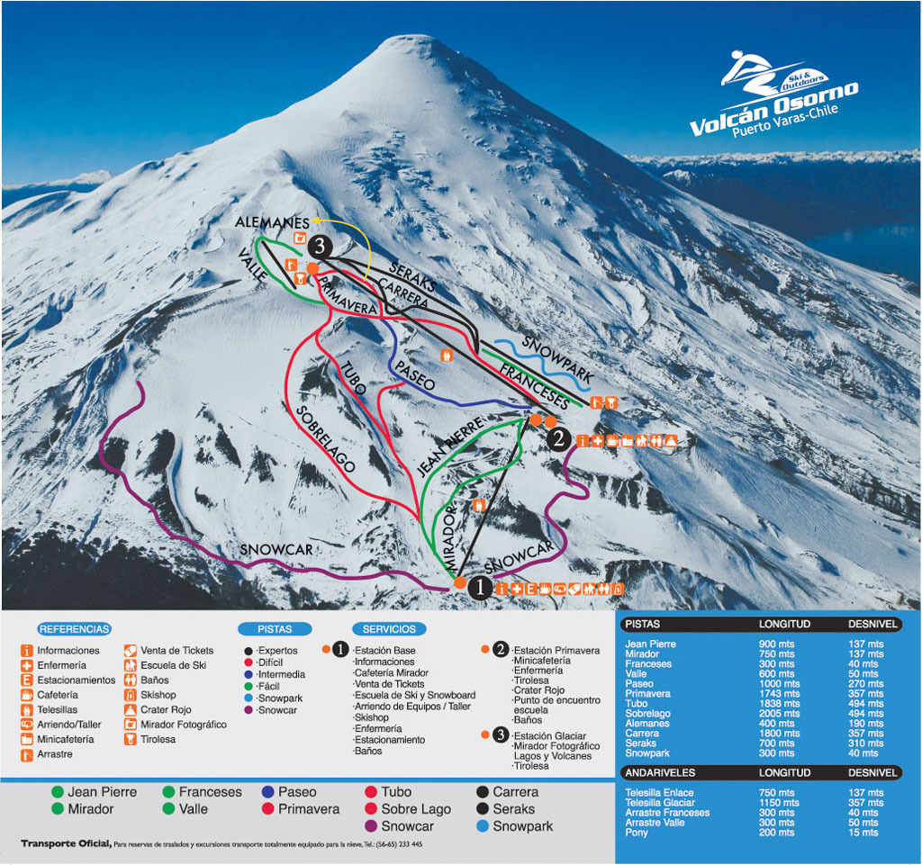 Volcán Osorno Piste / Trail Map
