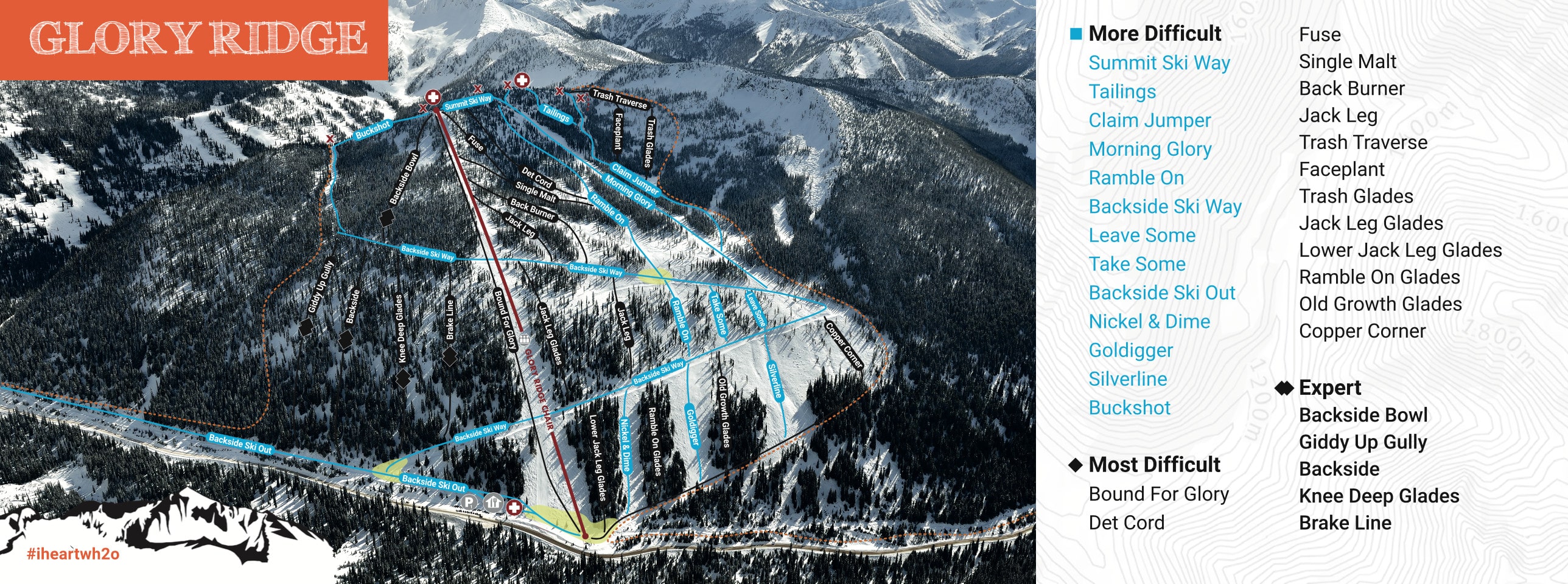 Whitewater Piste Map / Trail Map