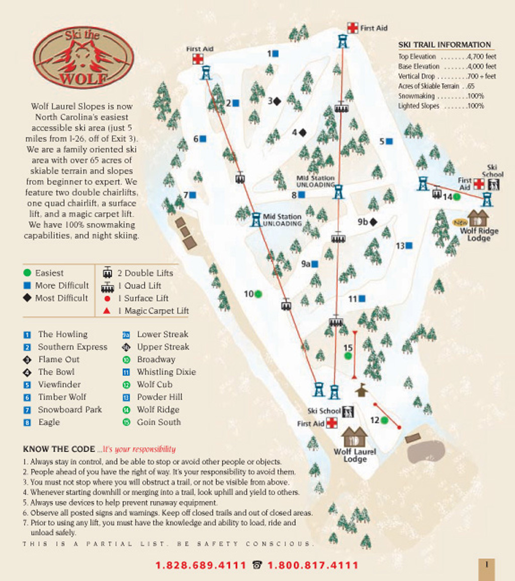 Wolf Ridge Ski Map Wolf Laurel Piste Map / Trail Map