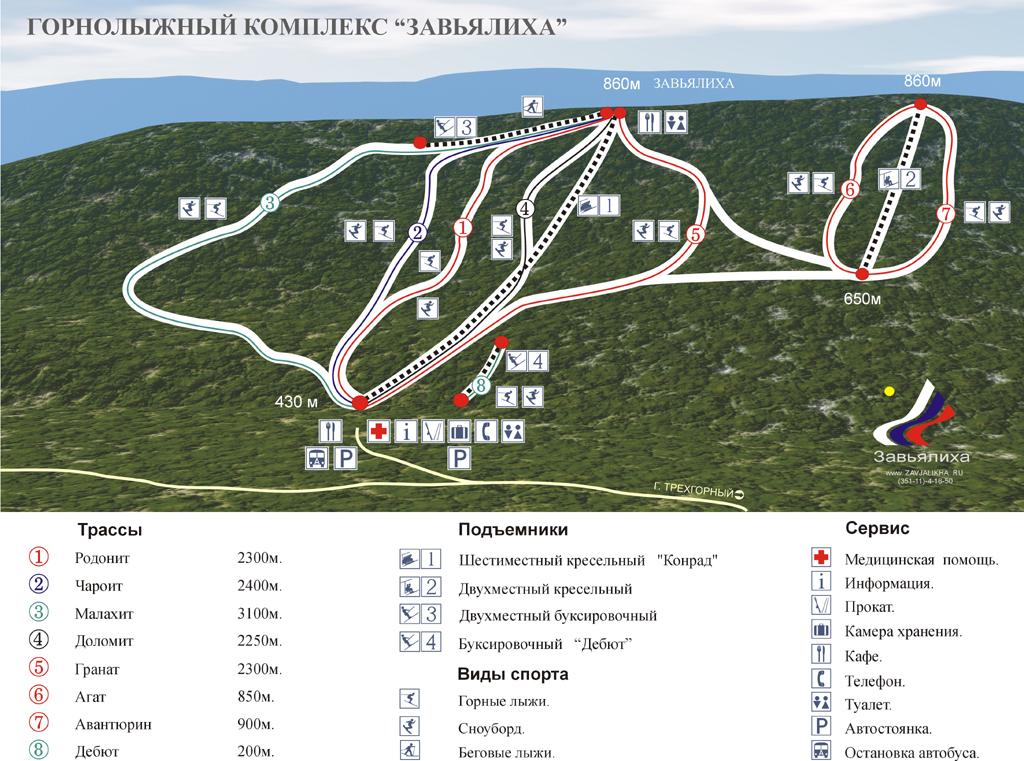 Zavjalikha Piste / Trail Map